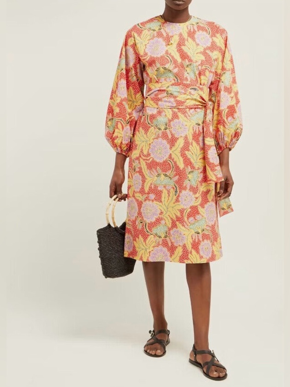 RHODE Resort Cotton Poplin Athena Midi Dress Red Floral Size XS - Picture 5 of 12